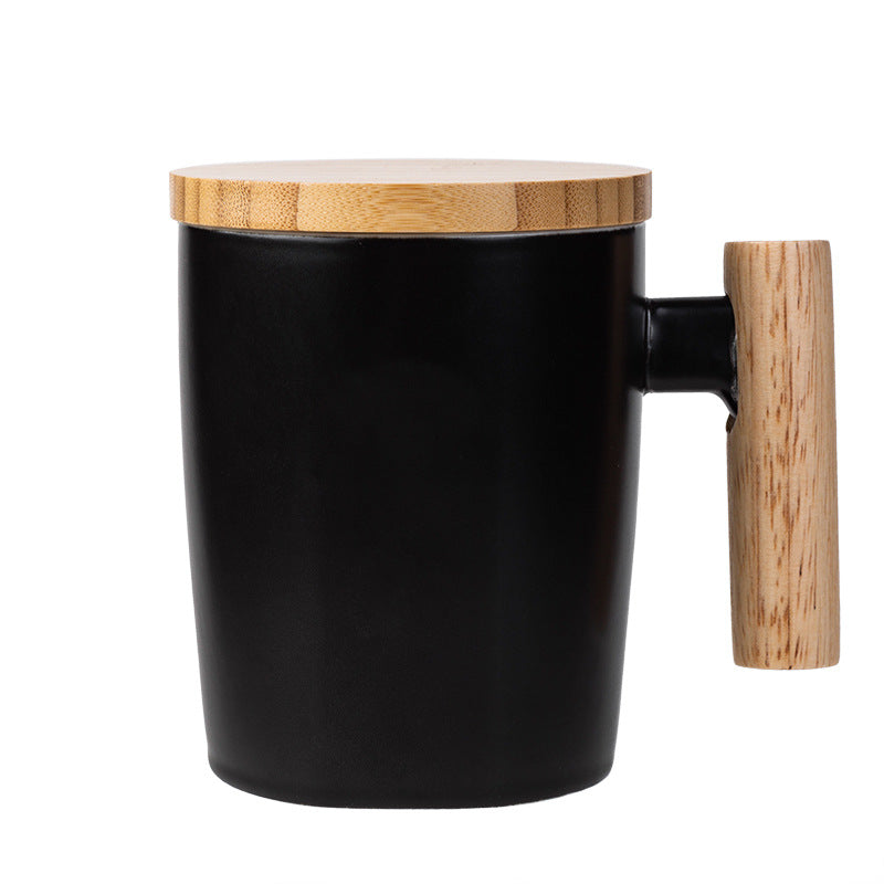 Wooden Handle Ceramic Mug with Bamboo Lid & Gift Box