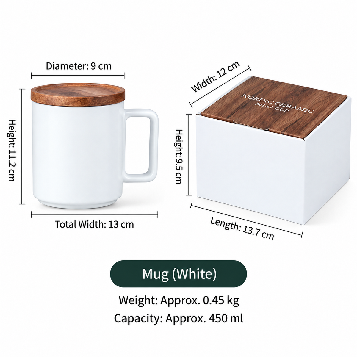 Ceramic Mug with Wooden Lid & Gift Box