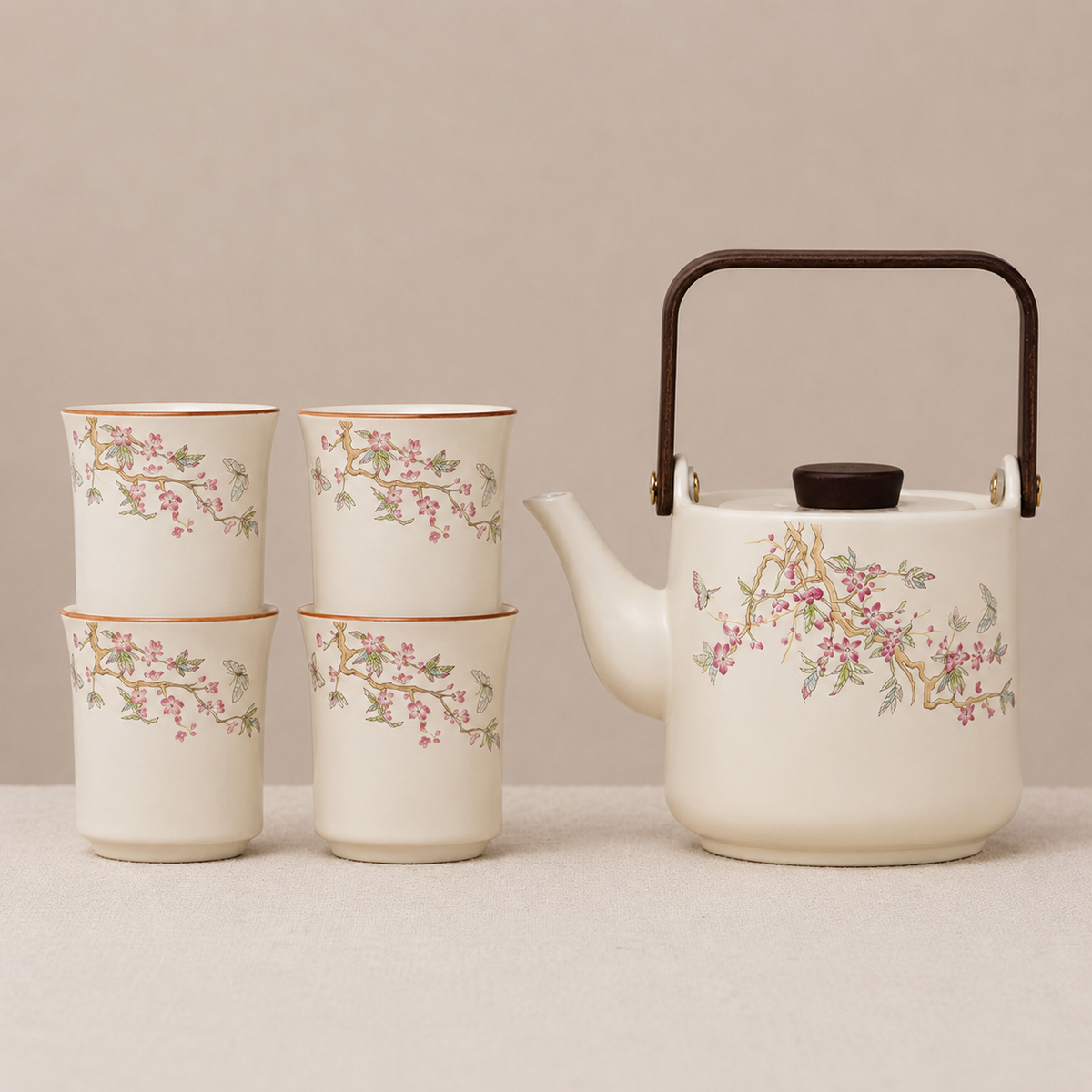 Orange Cat Ceramic Teapot Set with Cups