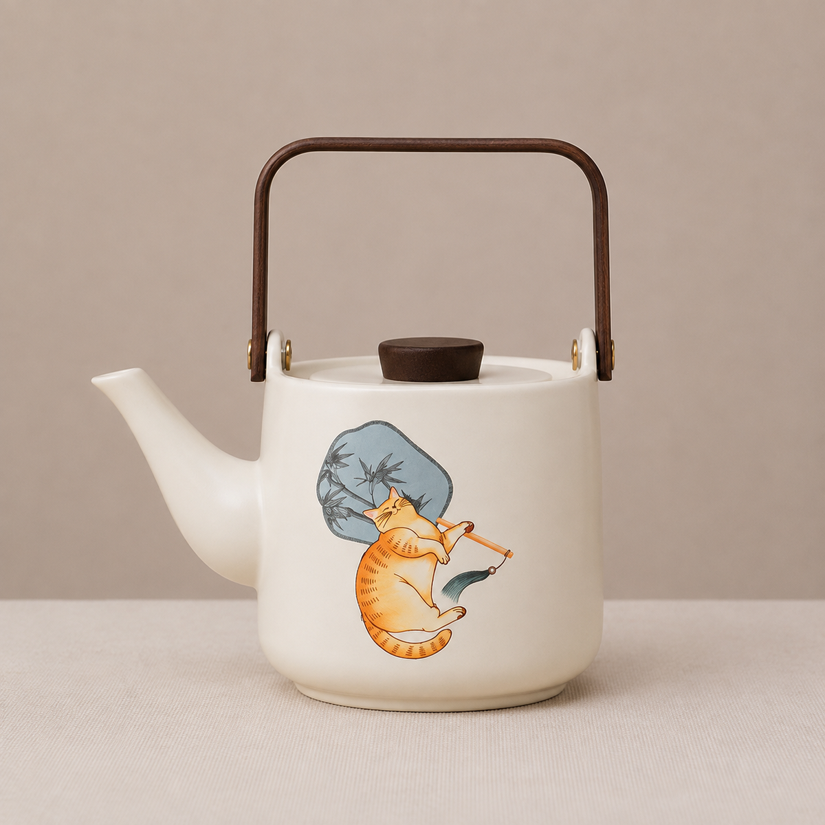 Orange Cat Ceramic Teapot Set with Cups