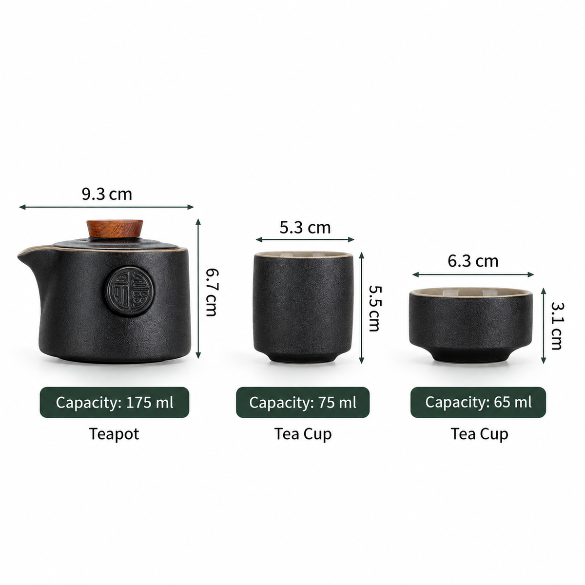 Portable Ceramic Travel Tea Set with Case