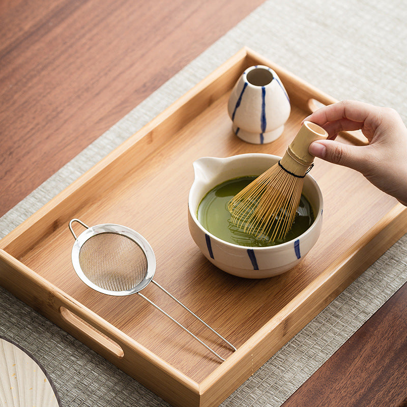 Large Japanese style matcha bowl hit matcha tool matcha brush dot tea bowl cute striped tea whisk utensils set