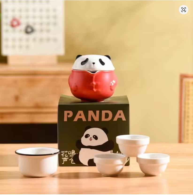 Portable Panda Chinese Tea Set – One Pot Three Cups