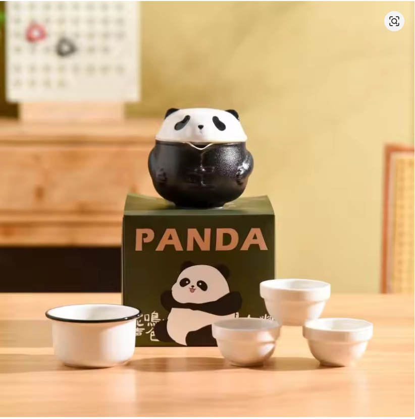 Portable Panda Chinese Tea Set – One Pot Three Cups