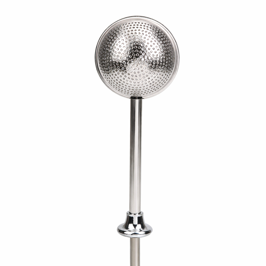 Metallic lamp with textured shade on a white background