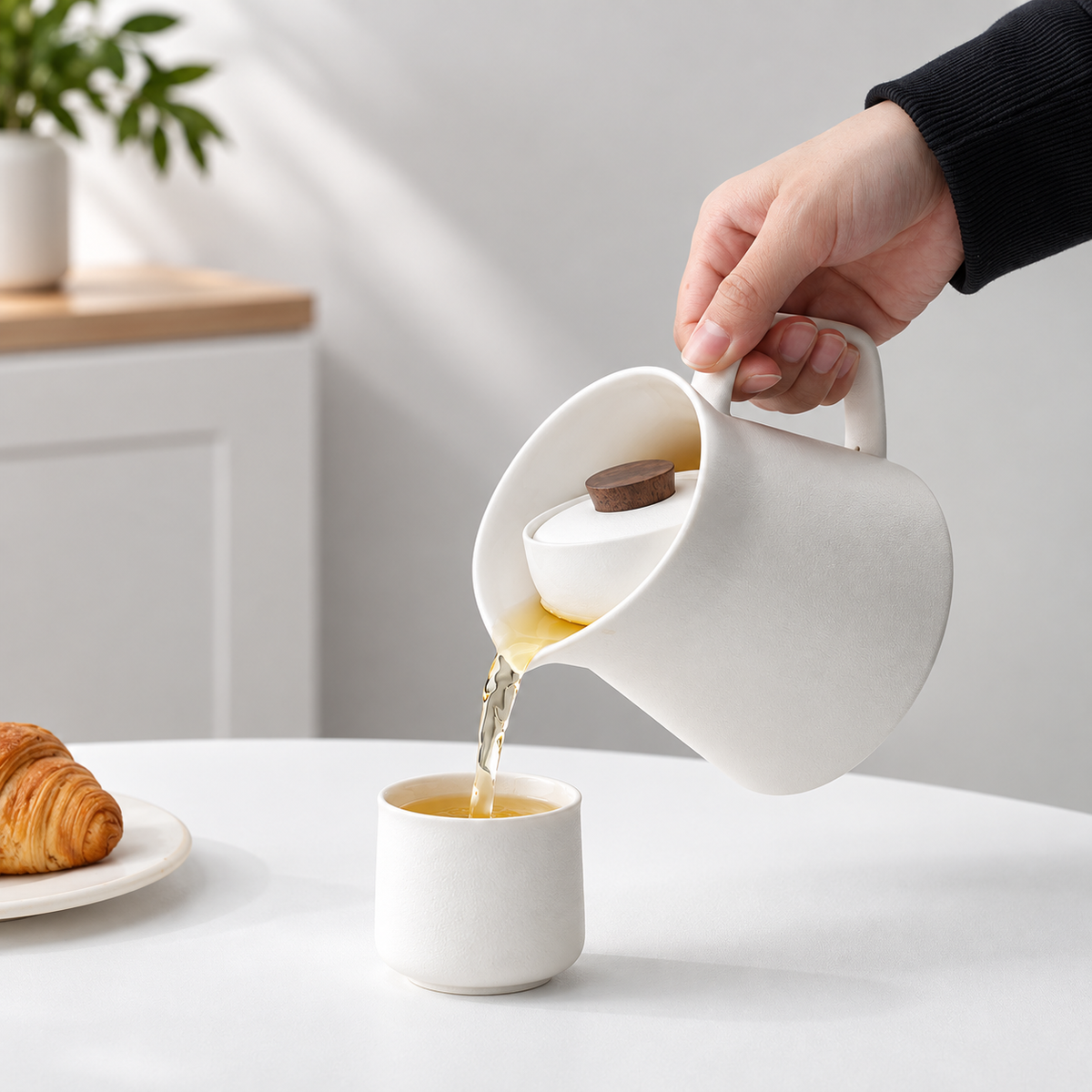 Wangshan Rotating Ceramic Tea Pot with Infuser – 400ml