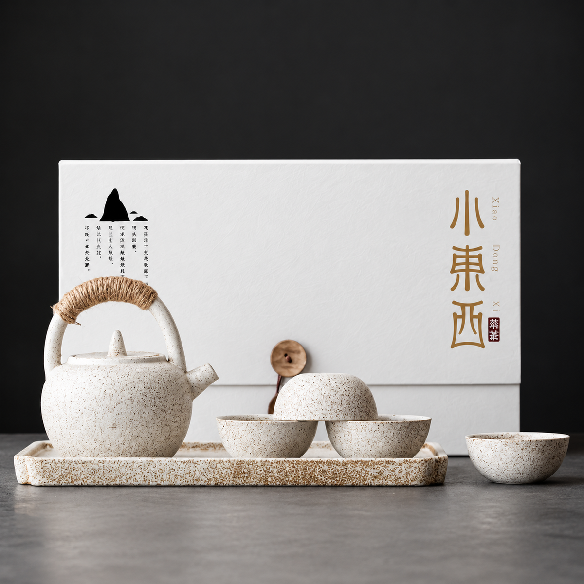 Japanese-Style Ceramic Tea Set with Teapot & Cups