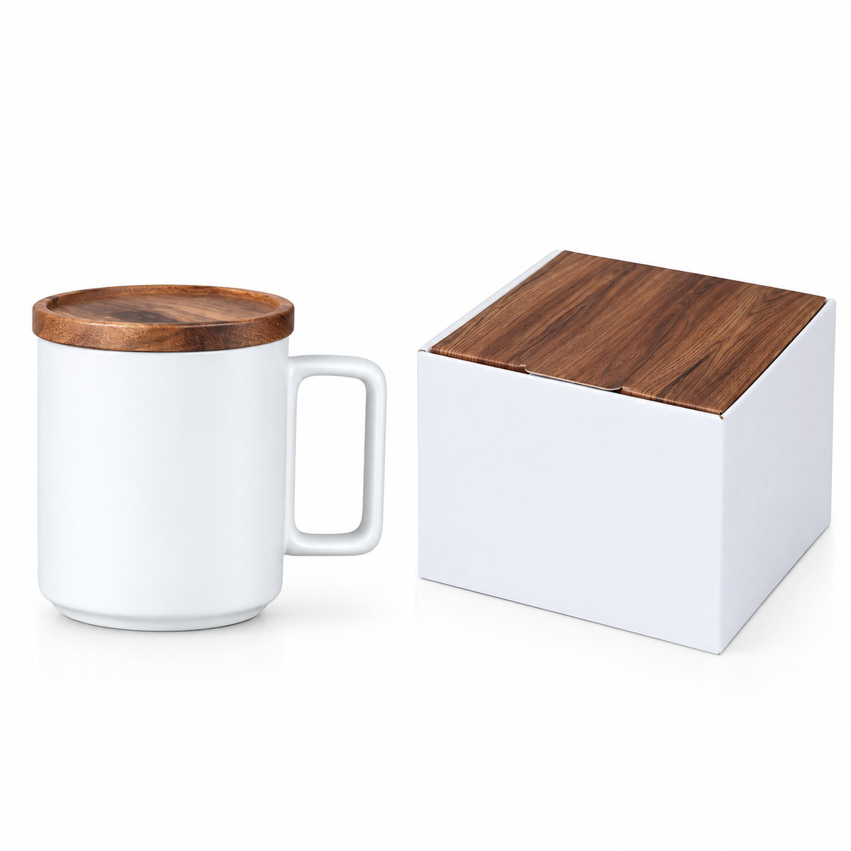 Ceramic Mug with Wooden Lid & Gift Box