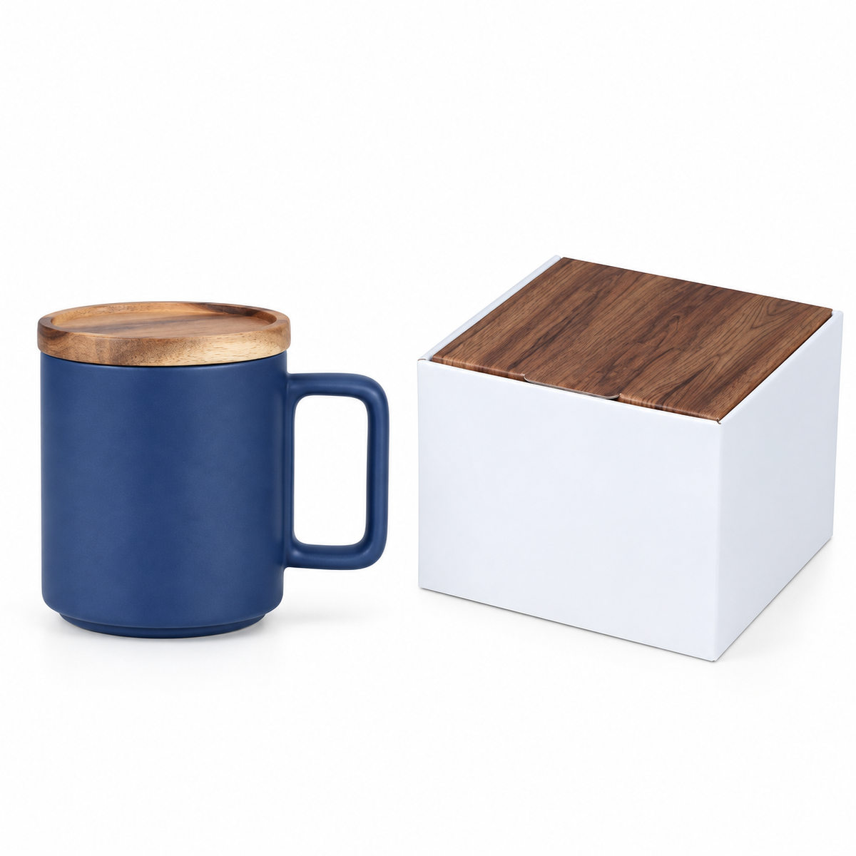 Ceramic Mug with Wooden Lid & Gift Box