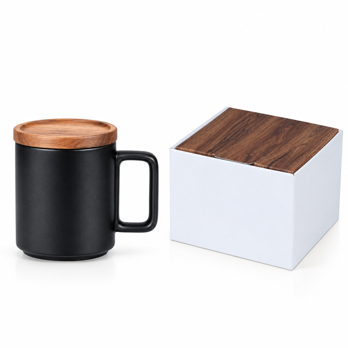 Ceramic Mug with Wooden Lid & Gift Box