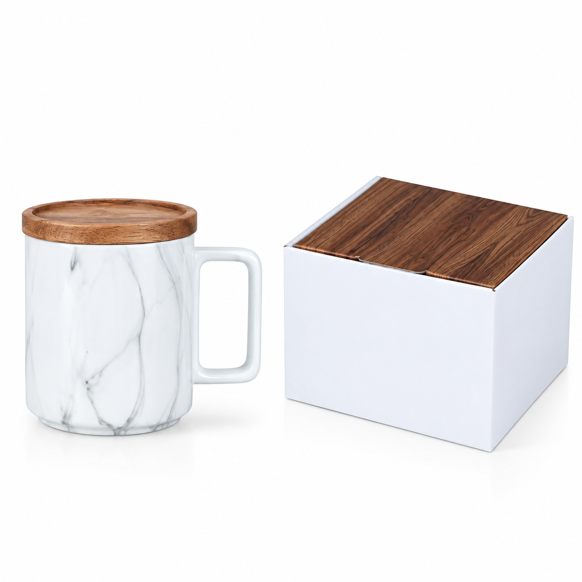Ceramic Mug with Wooden Lid & Gift Box