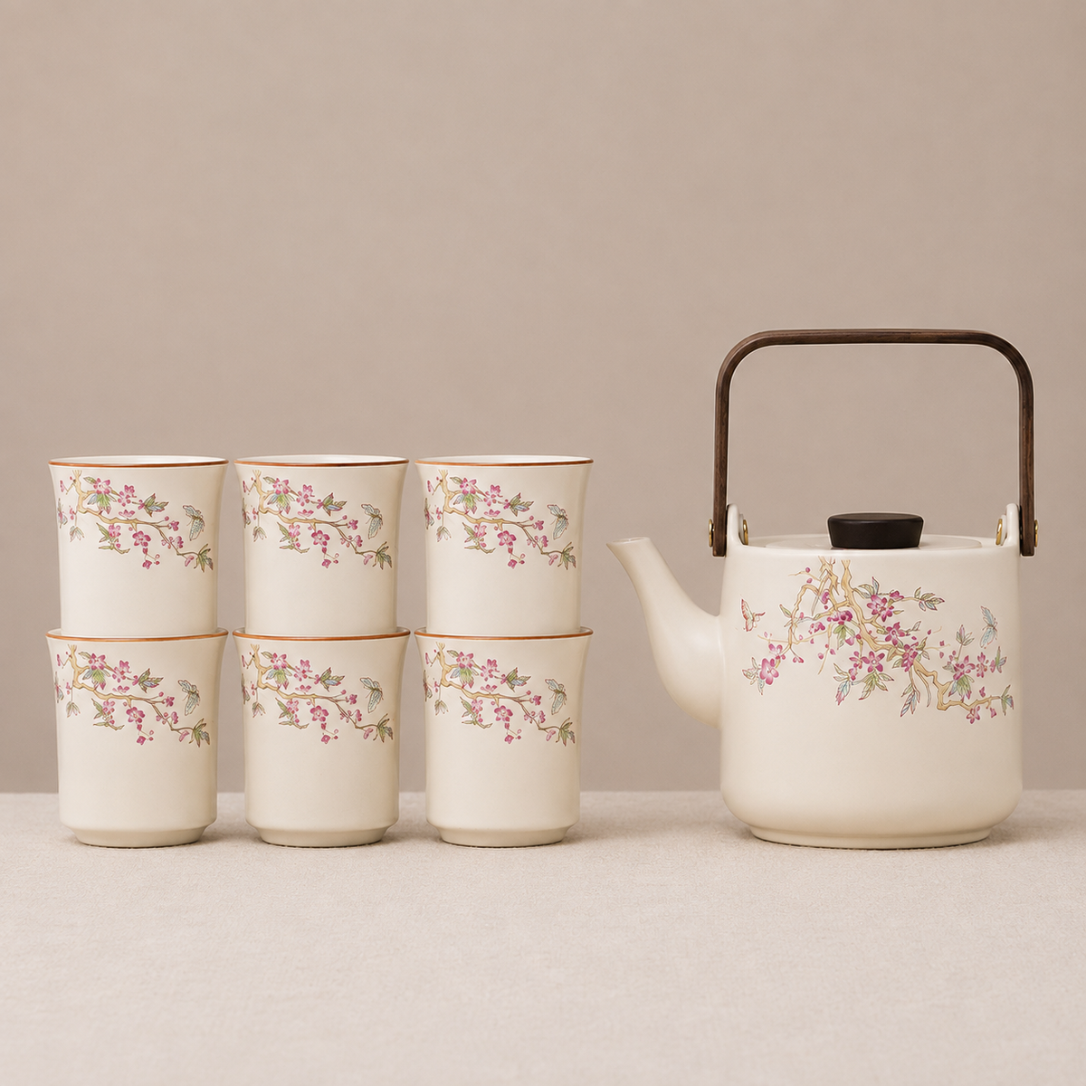 Orange Cat Ceramic Teapot Set with Cups