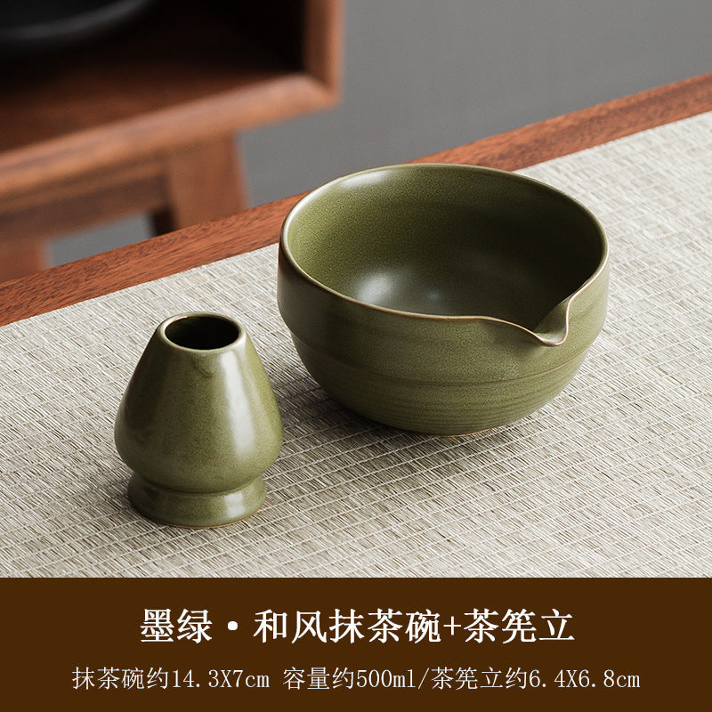 Large Japanese style matcha bowl hit matcha tool matcha brush dot tea bowl cute striped tea whisk utensils set