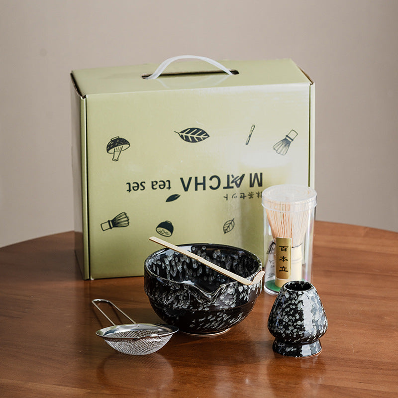 Large Japanese style matcha bowl hit matcha tool matcha brush dot tea bowl cute striped tea whisk utensils set