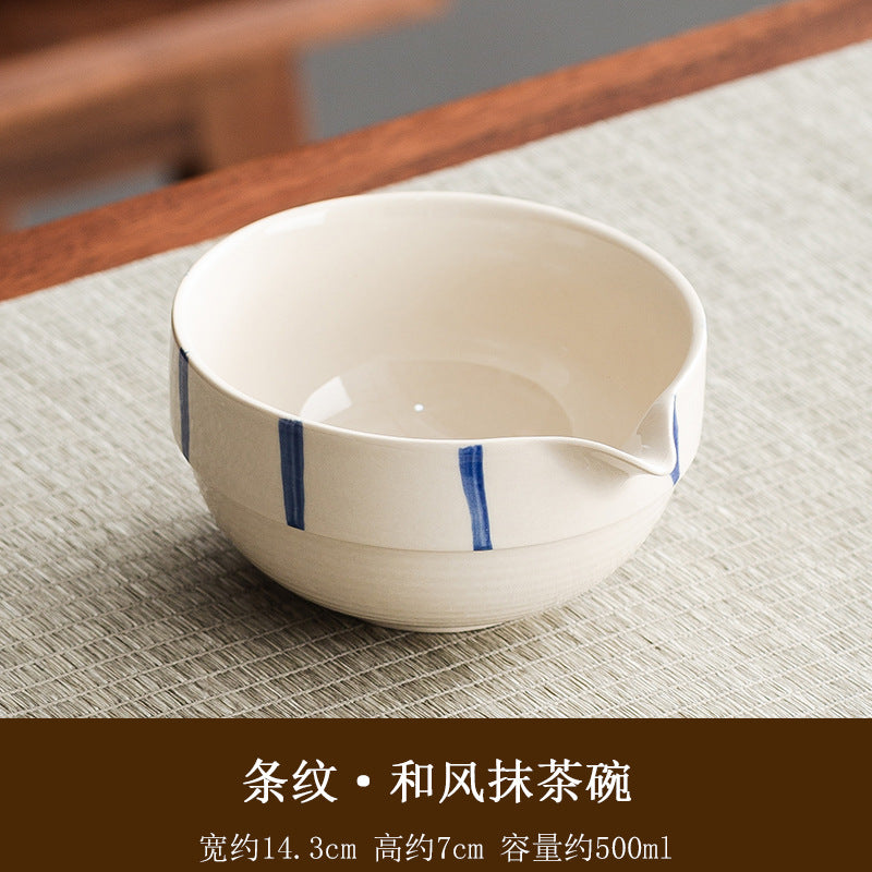 Large Japanese style matcha bowl hit matcha tool matcha brush dot tea bowl cute striped tea whisk utensils set