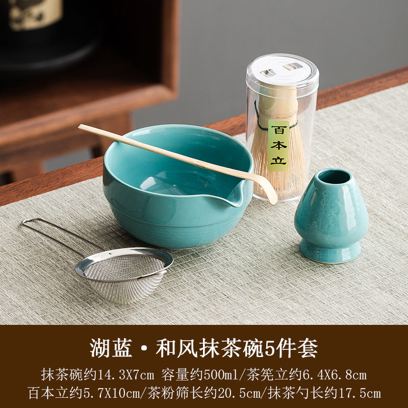 Large Japanese style matcha bowl hit matcha tool matcha brush dot tea bowl cute striped tea whisk utensils set
