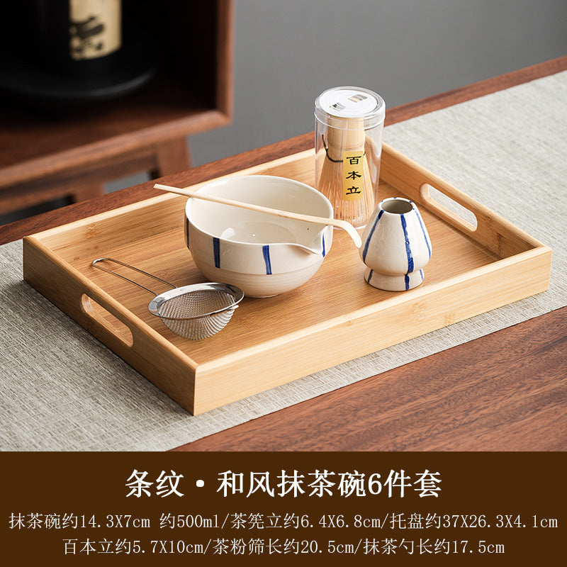 Large Japanese style matcha bowl hit matcha tool matcha brush dot tea bowl cute striped tea whisk utensils set