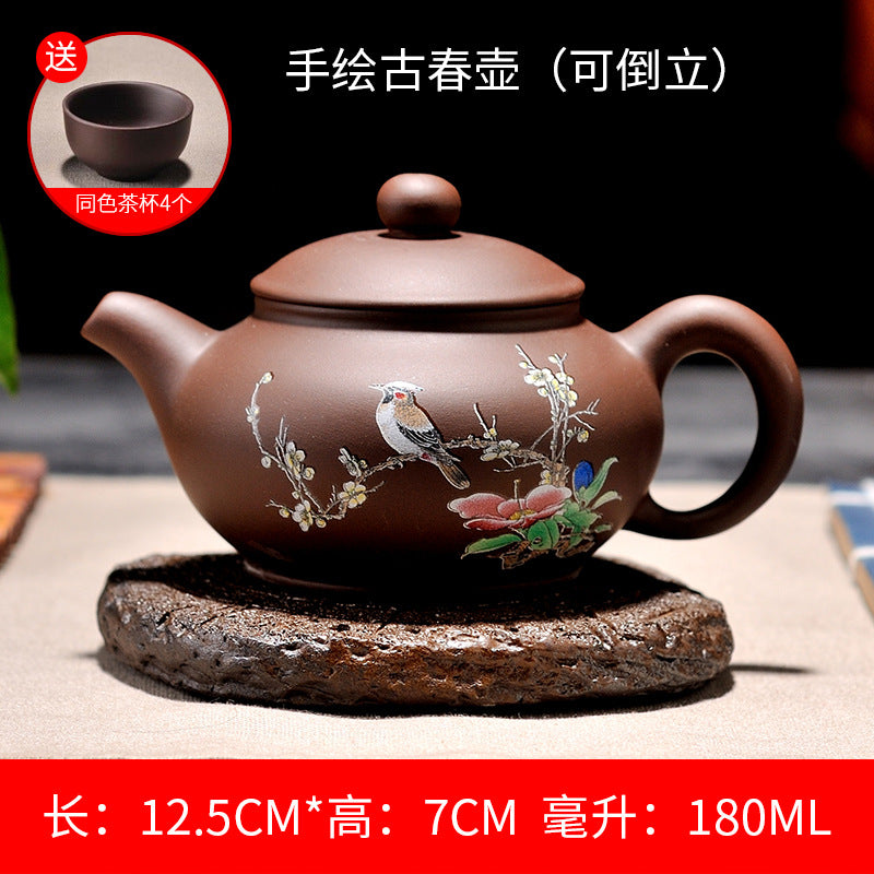 Upside down Yixing purple sand teapot for making tea handmade small Xishi household large-capacity teapot Kungfu tea set