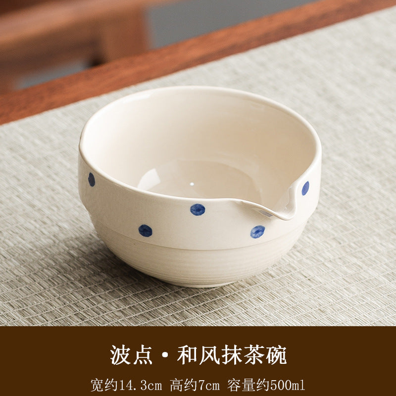 Large Japanese style matcha bowl hit matcha tool matcha brush dot tea bowl cute striped tea whisk utensils set
