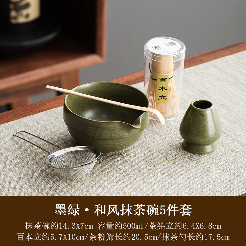 Large Japanese style matcha bowl hit matcha tool matcha brush dot tea bowl cute striped tea whisk utensils set
