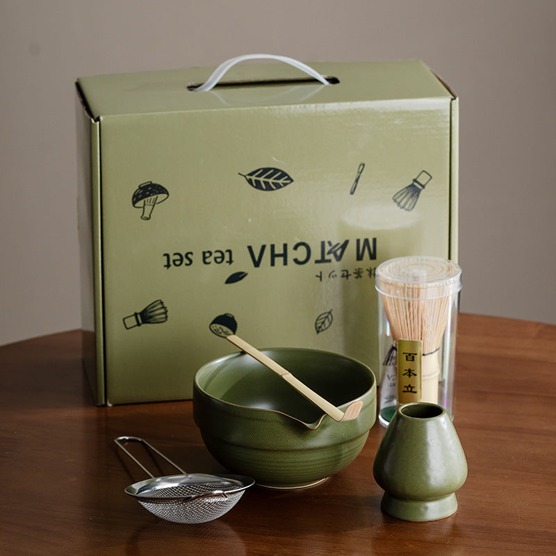 Large Japanese style matcha bowl hit matcha tool matcha brush dot tea bowl cute striped tea whisk utensils set