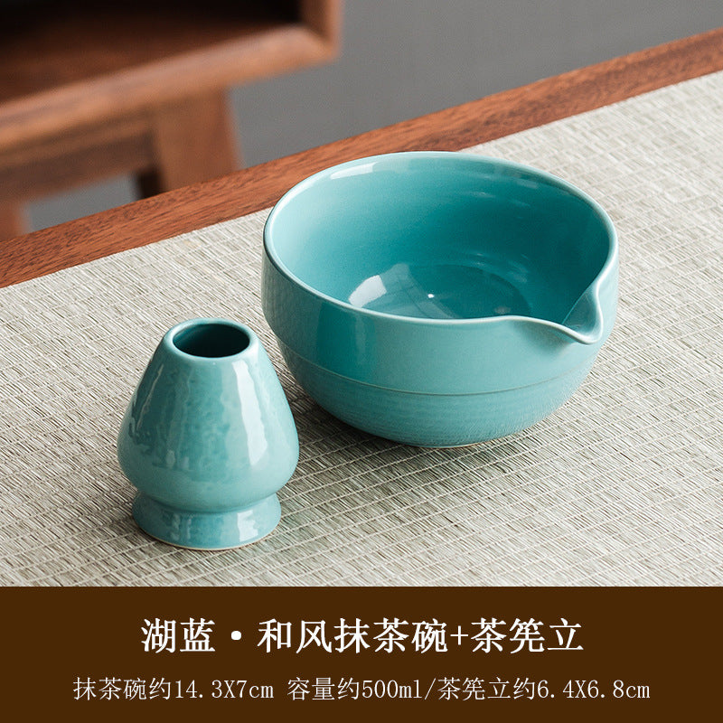 Large Japanese style matcha bowl hit matcha tool matcha brush dot tea bowl cute striped tea whisk utensils set