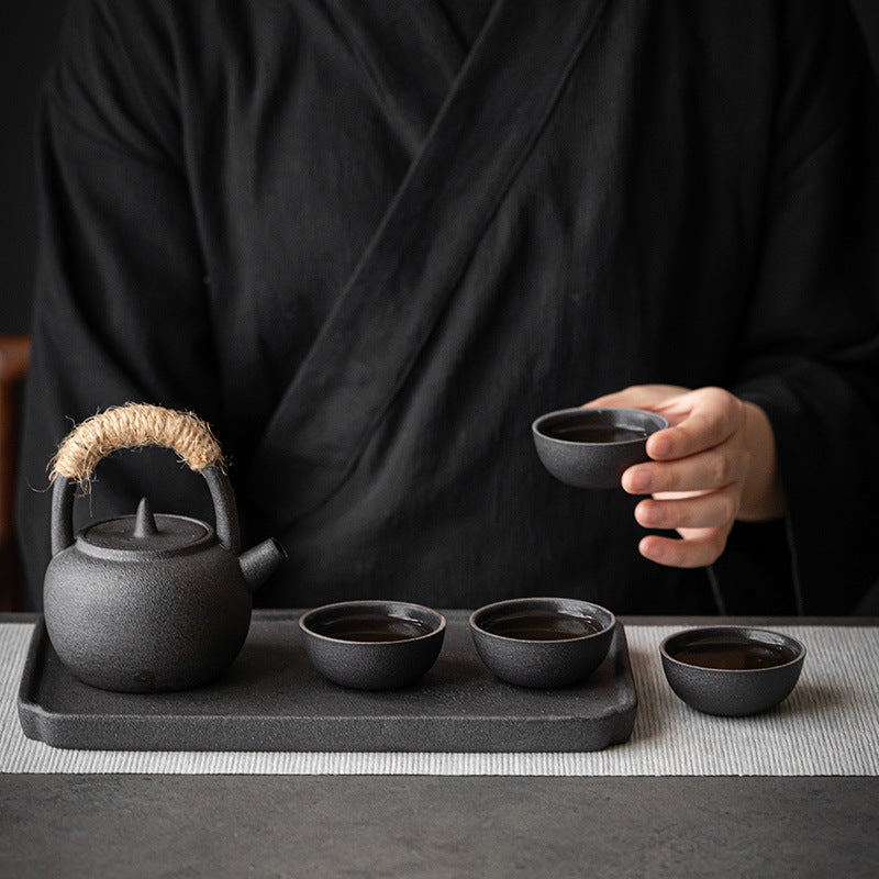 Japanese-Style Ceramic Tea Set with Teapot & Cups