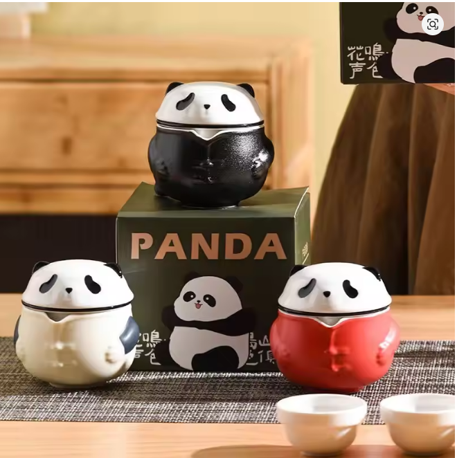 Portable Panda Chinese Tea Set – One Pot Three Cups