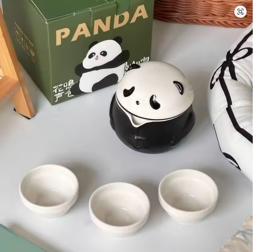 Portable Panda Chinese Tea Set – One Pot Three Cups